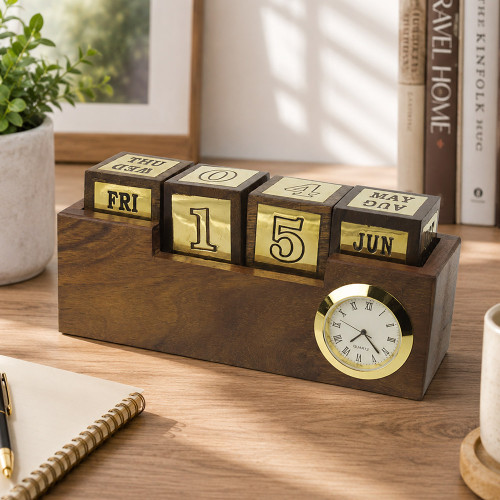 Naval Desk Clock and Calendar