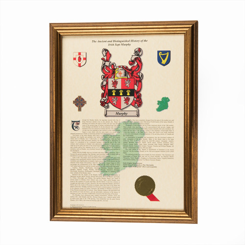 Personalised Irish Coat of Arms and Surname History Print - Framed