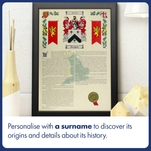 Personalised Irish Coat of Arms and Surname History Print - Unframed