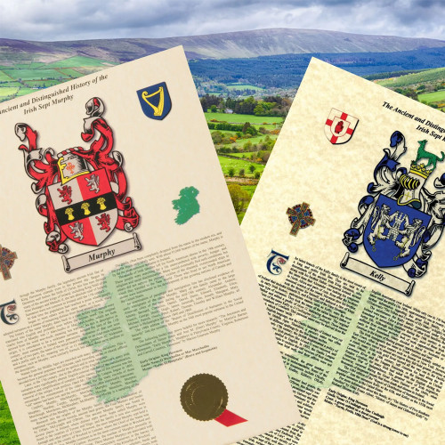 Personalised Irish Coat of Arms and Surname History Print - Unframed