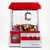 A red and silver Candy Grabber machine, its clear prize box filled with assorted colourful sweets below the metal claw.