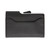Front of the black C-Secure cardholder wallet in pebbled leather, showing its outer pocket and card ejector trigger.