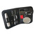 A 10-piece grooming kit arranged inside its open black carry case, showing a silver trimmer, clippers, scissors and mirror.