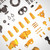 An overhead view of the yellow and grey plastic parts included in the Tobbie the Self-Guiding AI Robot construction kit.
