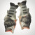 A pair of Fishy Slippers designed to look like realistic fish, featuring detailed scales and fins in black, gray, and white, with open mouths at the toe area.