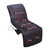 A black Wellbeing massage mat, folded into a recliner shape. Graphics show its massage zones and heat function.