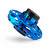 A  blue Vortex Spinner with a cage design. It is tilted against the floor and is displayed against a white background.