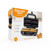 The Sausage Roll Maker's retail box, showing the heat insulated handles, cool touch housing and at home benefits.