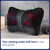 The black Mini Massage Cushion sits on a grey surface, its four heated nodes glowing red through the mesh.