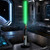 Luke Skywalker's green lightsaber desk lamp stands on a console in a spaceship console.