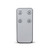 A light grey remote for the aroma diffuser, showing its four buttons for power, mist, timer, and flame brightness settings.