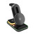 A black 3-in-1 Charging Station with a magnetic stand, two base pads and a green LED strip trims the base.