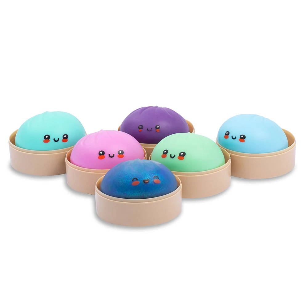 12PCS 1 Boîte Squishy Dumpling avec Panier Vapeur, Jouet Anti-Stress, Glitter Squishy Dumpling Mystery, Slow Rising Bao Bun Balle - Jeux - Jouets