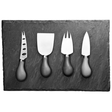 4 Piece Slate Cheese Board Set. Cheese Board and Knife Set