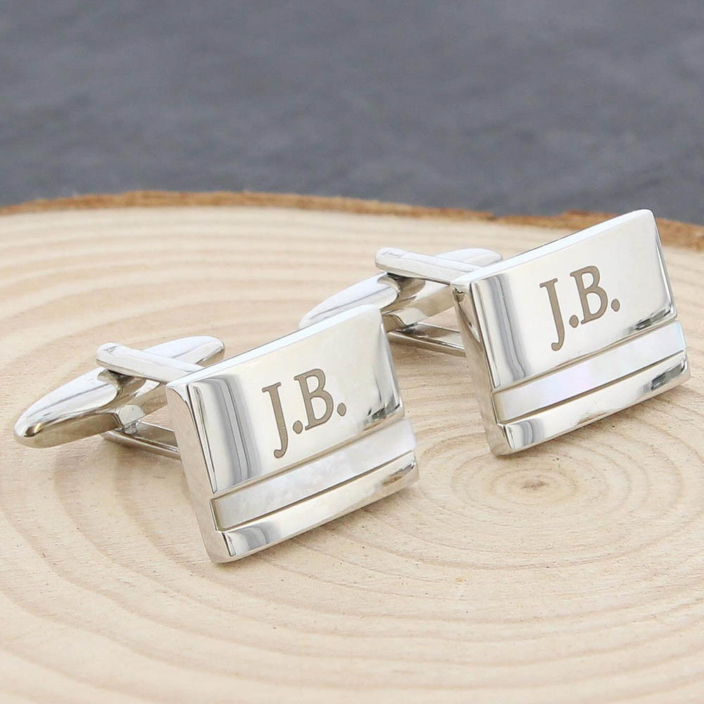 Personalised Memento Company Black Personalised Mother Of Pearl Cufflinks
