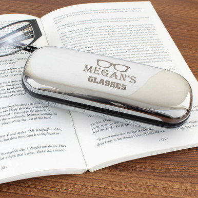 Personalised Memento Company Personalised Glasses Motif Glasses Case in Silver Metal