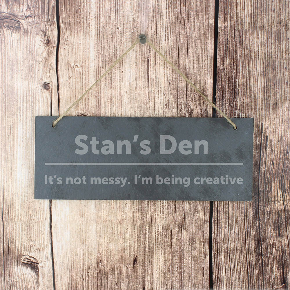 Personalised Memento Company Gold Personalised Bold Design Hanging Slate Plaque