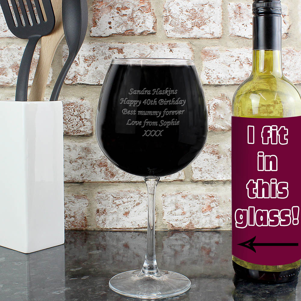 Personalised Memento Company Personalised Bottle Of Wine Glass