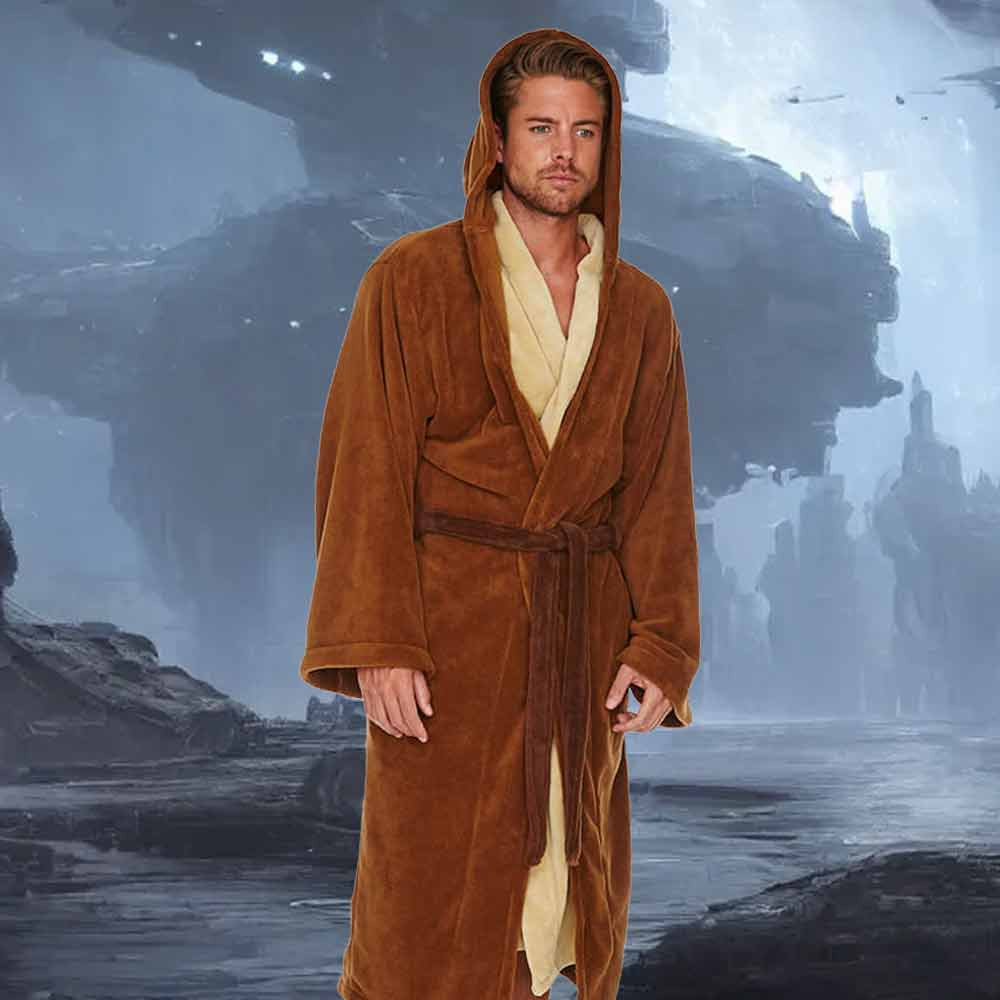 Star Wars Jedi Bathrobe for Adults, Plush Fleece Loungewear Robe with Embroidered Emblem