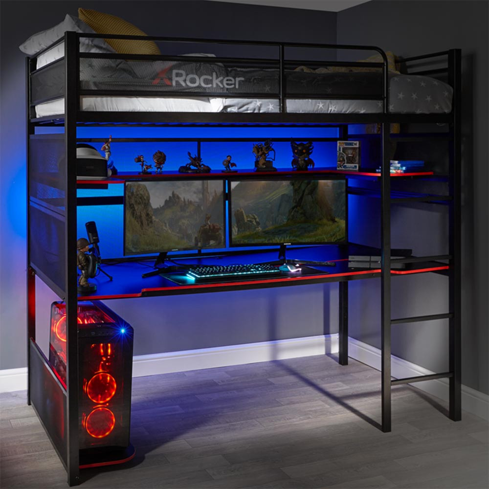 X Rocker BattleBunk Gaming High Sleeper Bed and Desk