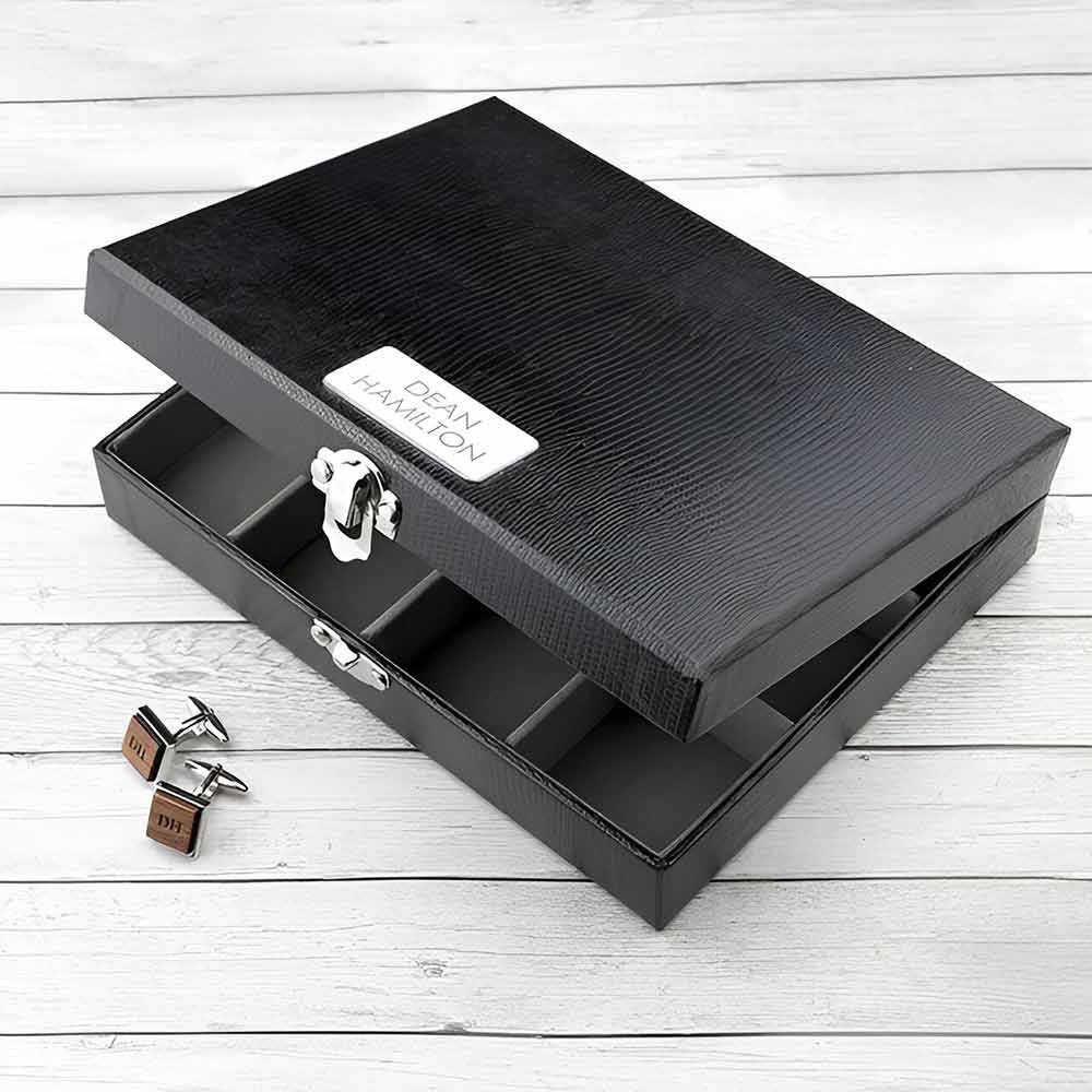 Personalised Dad’s 12 Compartment Cufflink Box Personalised Dad’s 12 Compartment Cufflink Box