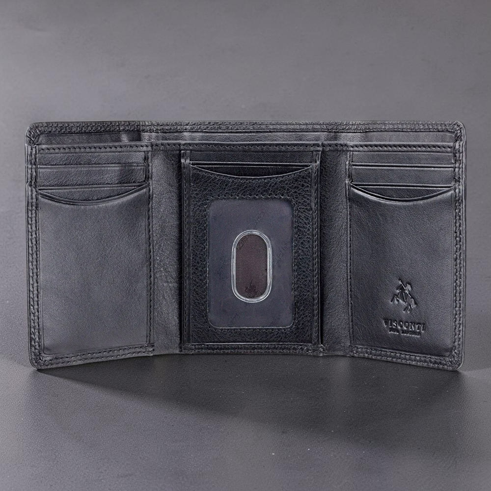 Visconti Black Compton Rfid Trifold Wallet