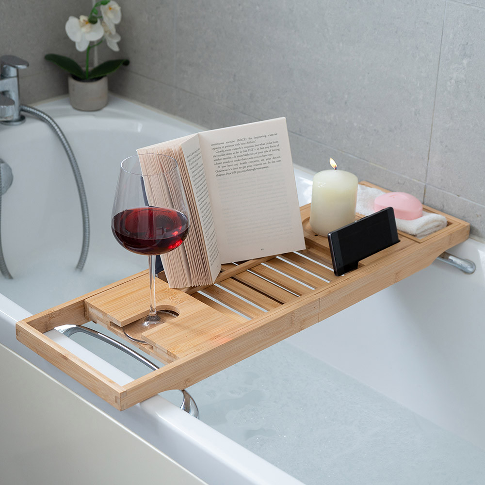 Ingenious Natural Bamboo Bath Caddy
