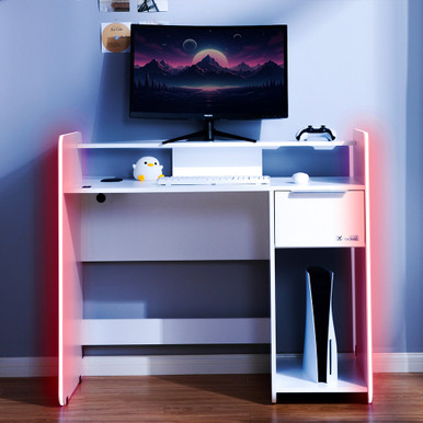 Image showcasing Electra LED Gaming Desk with Wireless Charging