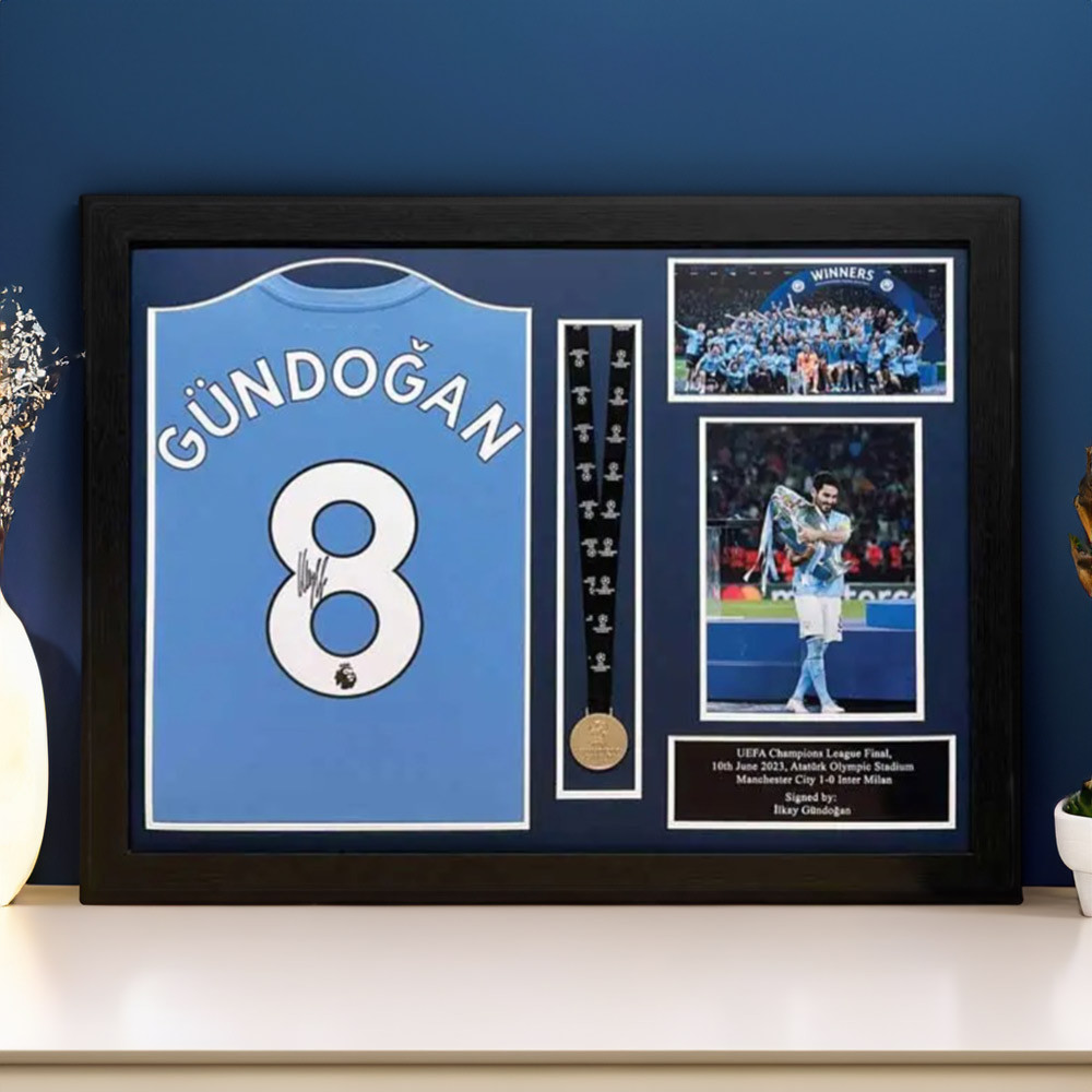 Ilkay Gundogan Signed Manchester City Shirt – Framed Ilkay Gundogan Signed Manchester City Shirt – Framed