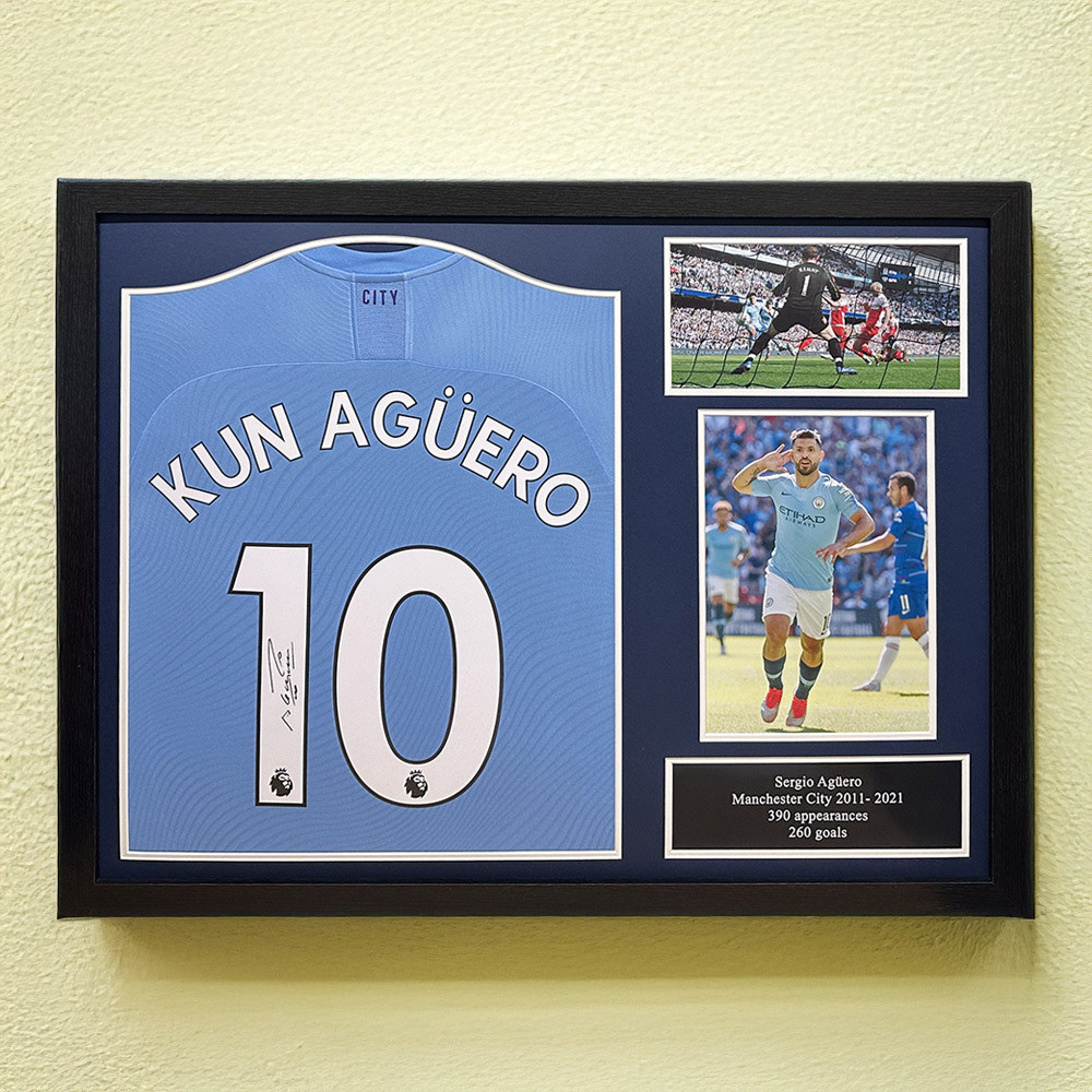 Sergio Aguero Signed Manchester City Shirt – Framed Sergio Aguero Signed Manchester City Shirt – Framed