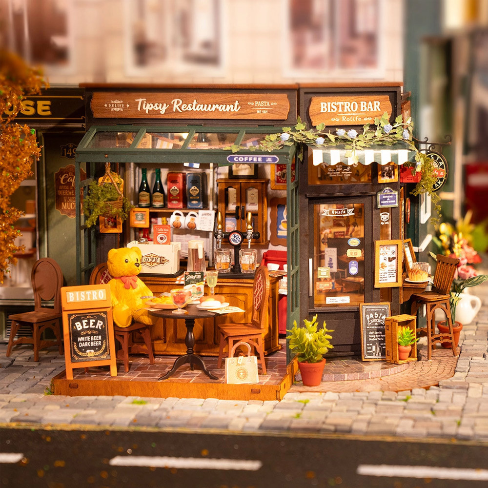 Robotime Leisure Uk Limited Miniature House Tipsy Restaurant Model Kit
