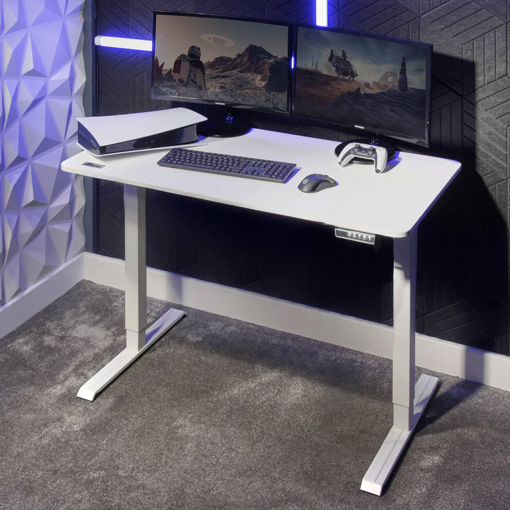 X Rocker Ascend Height Adjustable White Gaming Desk