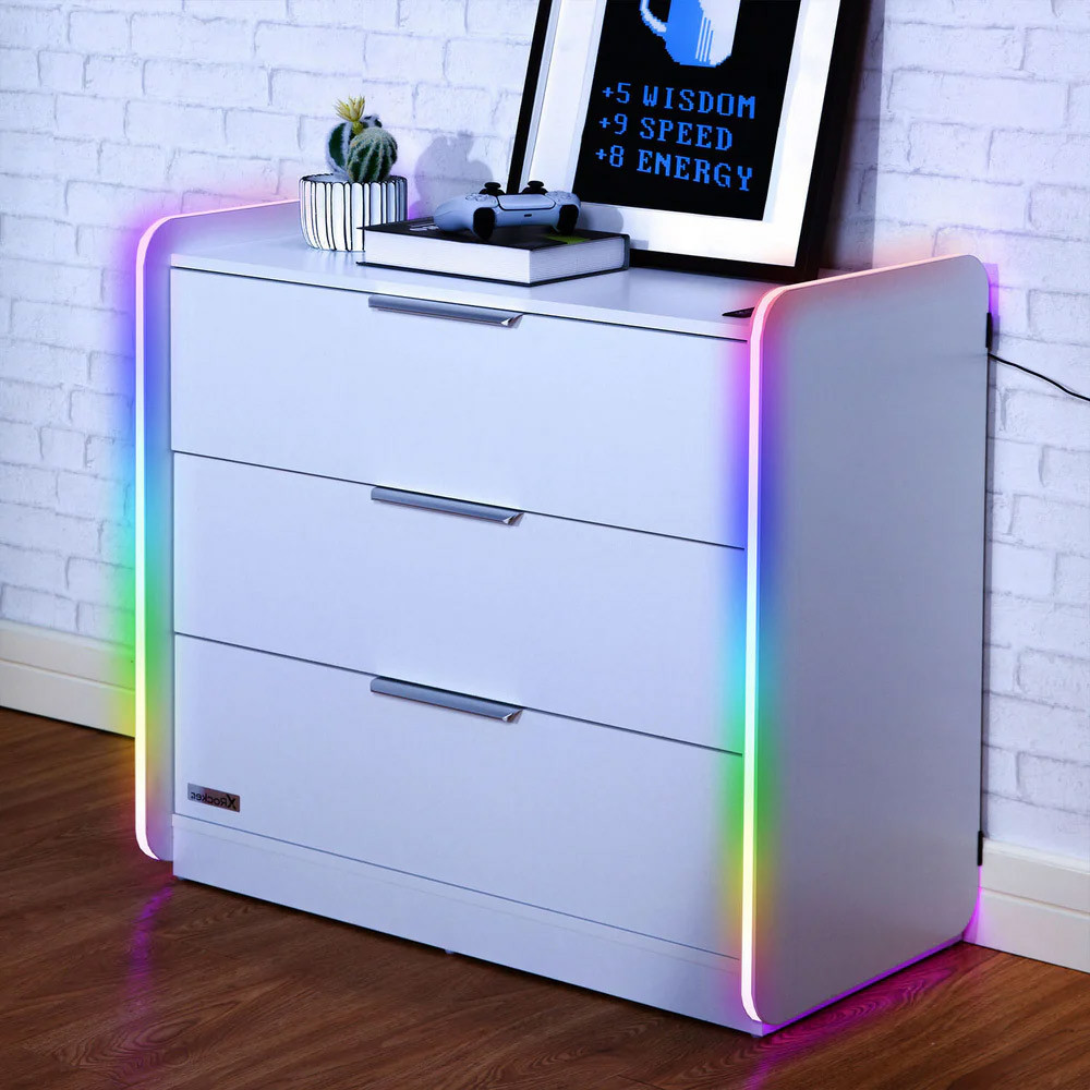 X Rocker Electra RGB Chest of Drawers White