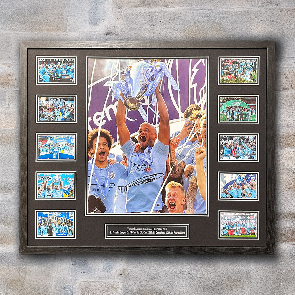 Vincent Kompany Signed Manchester City Photo – Framed Vincent Kompany Signed Manchester City Photo – Framed