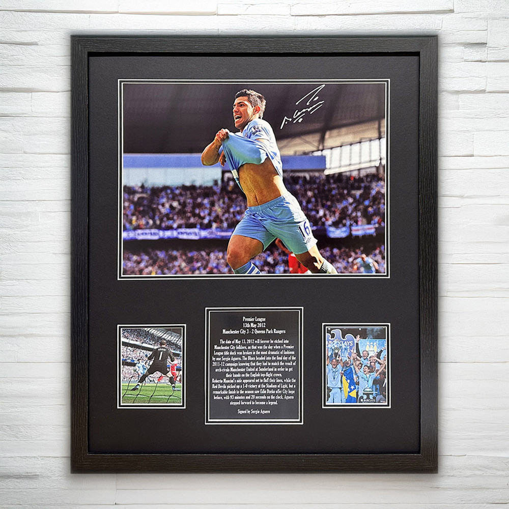 Sergio Aguero Signed Manchester City Photo – Framed Sergio Aguero Signed Manchester City Photo – Framed