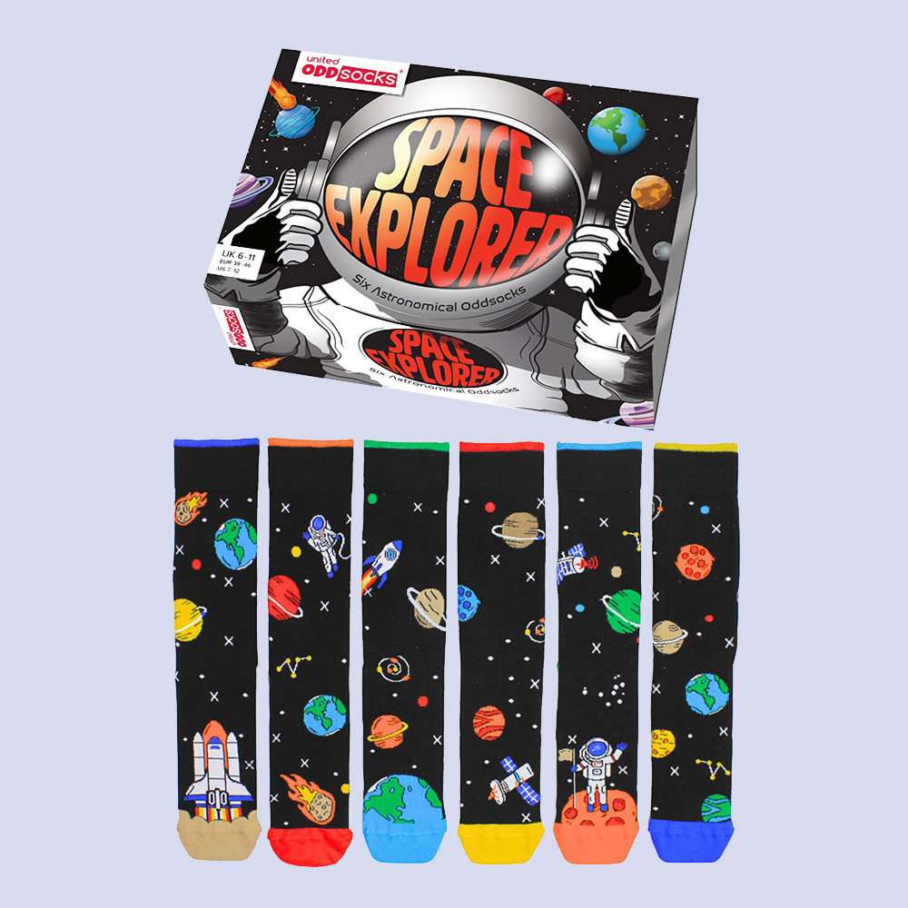 Sock Academy Men's Space Explorer Oddsocks Sock Gift Box For