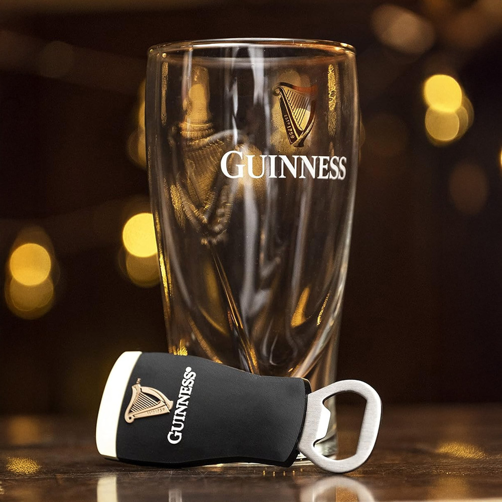 Guinness Contemporary Glass And Bottle Opener Set