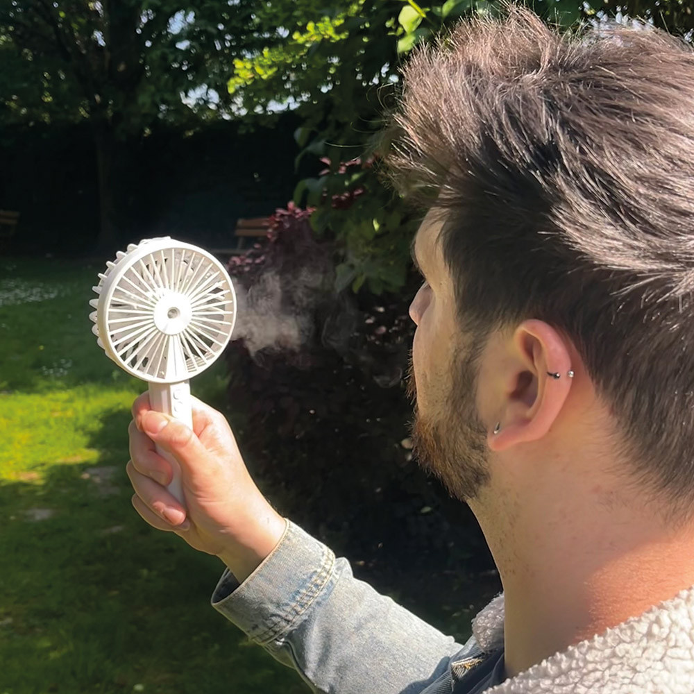 Menkind White Becool Rechargeable Mist Fan