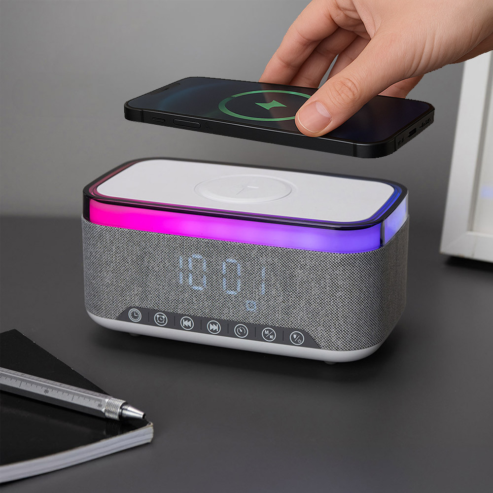 Red5 White/Dark 10W Wireless T289 Alarm Clock With Charger