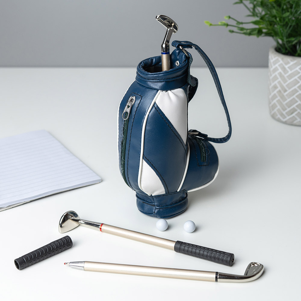 Ingenious Golf Bag Pen Set with Driver Iron and Putter Pens and Mini Golf Balls