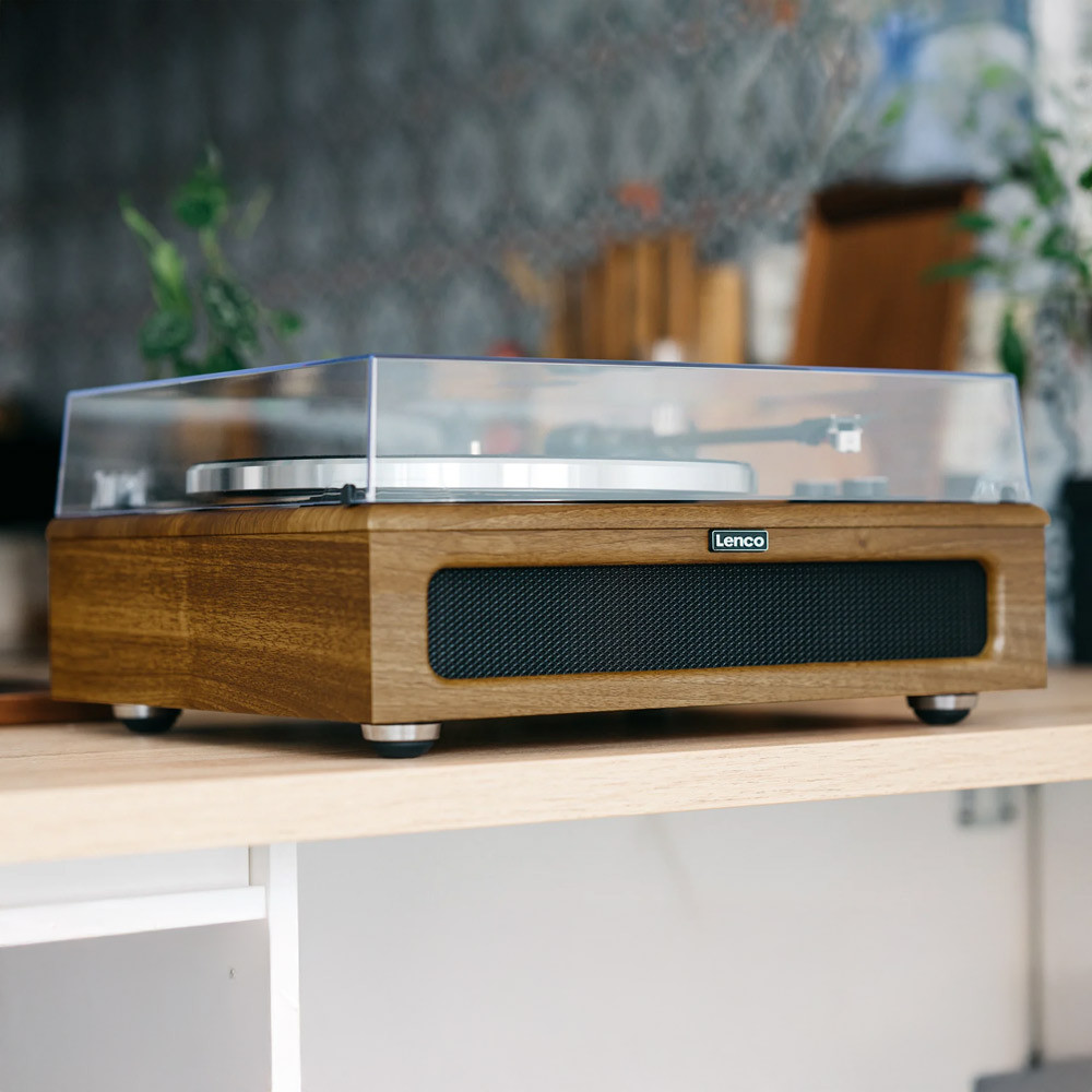 Lenco LS-410 Walnut Turntable with Speakers