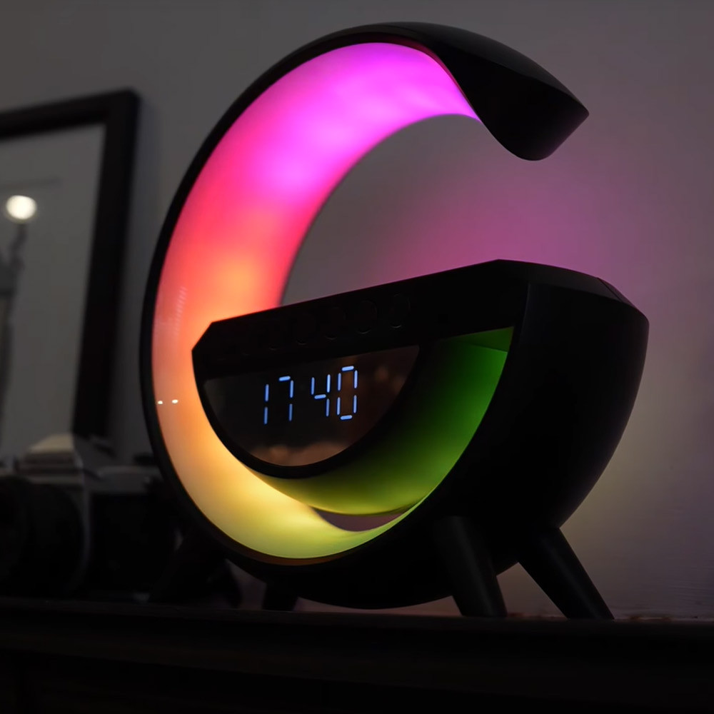 Red5 Light/Black 5W Up Wireless Charging Alarm Clock Speaker