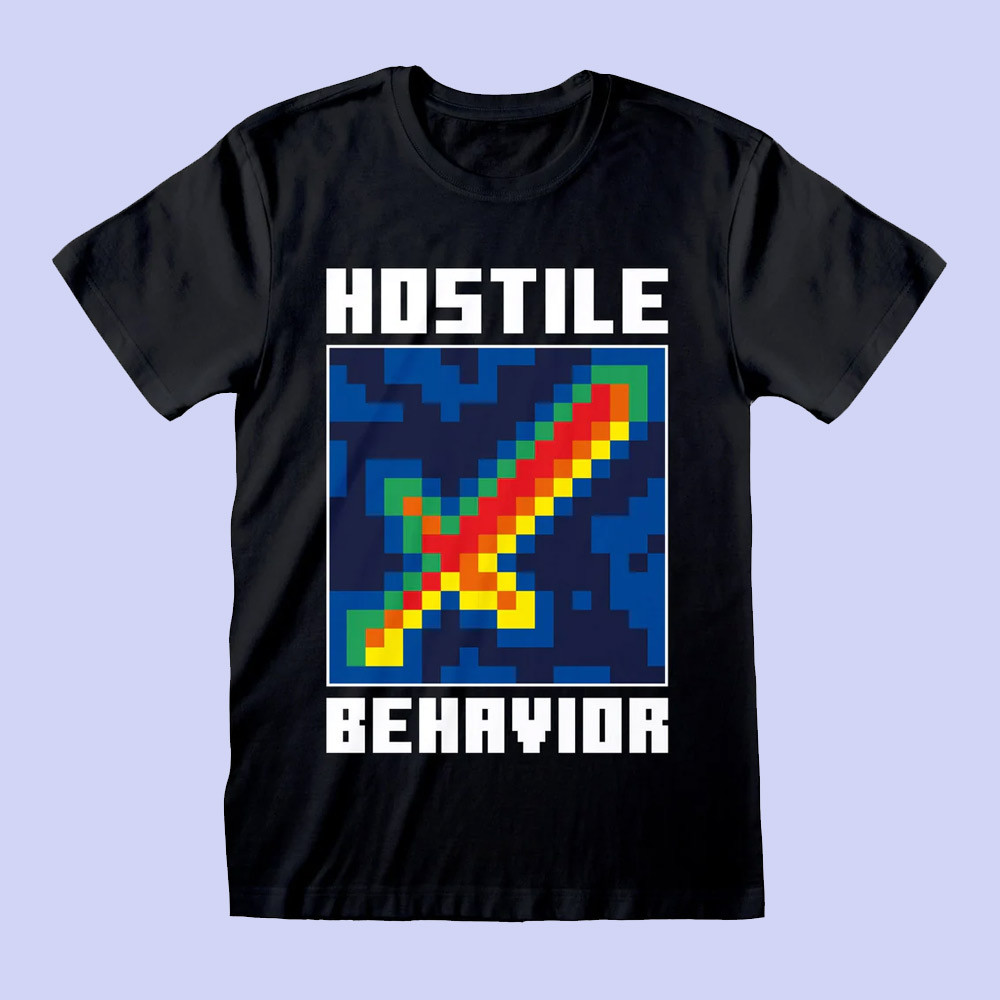 Minecraft Unisex Black Minecraft: Hostile Behaviour T-Shirt Large