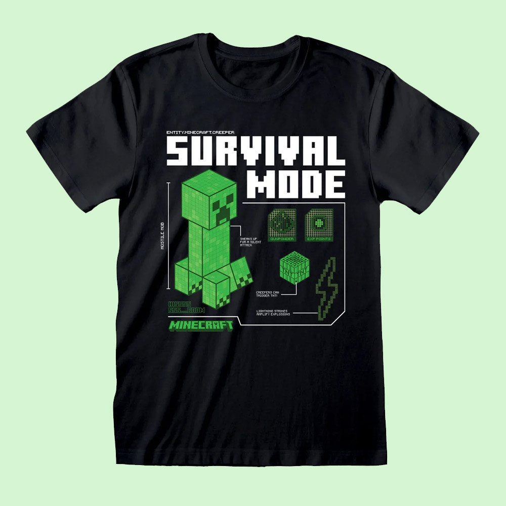 Minecraft Unisex Black Minecraft: Survival T-Shirt Large