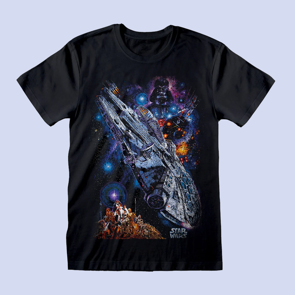 Star Wars Unisex Black Star Wars: Millenium Falcon T-Shirt Large