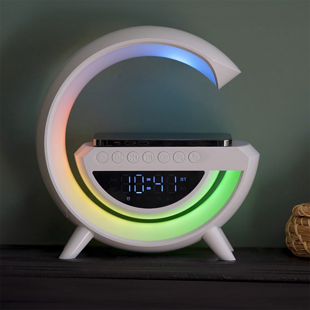 Red5 Light/White 5W Up Wireless Charging Alarm Clock Speaker