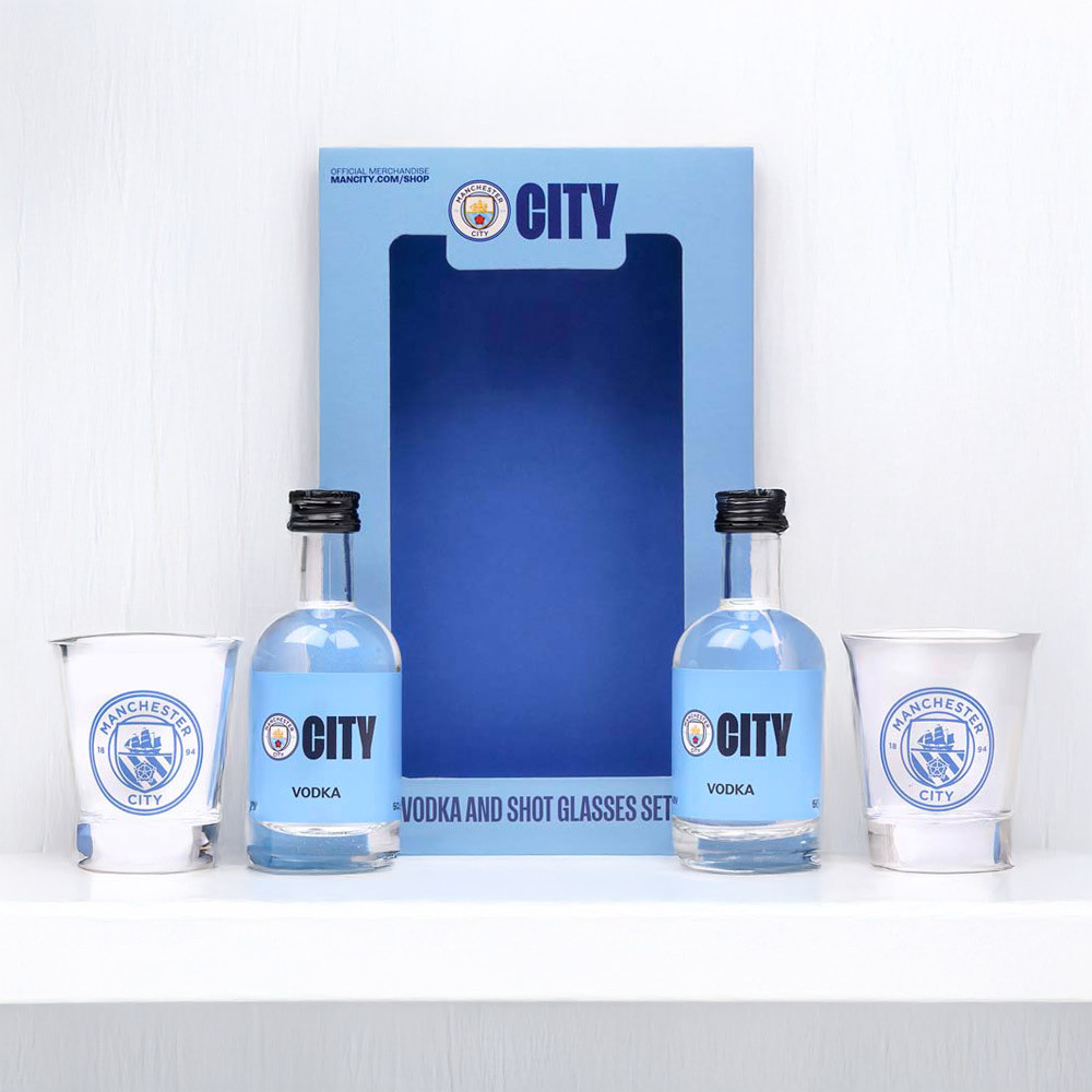 Manchester City Football Club Blue Manchester City Fc Vodka Shot & Glasses Set