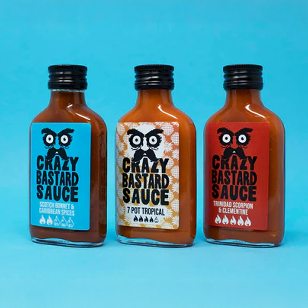 Crazy Bastard Blue Tropical Caribbean Hot Sauce Set