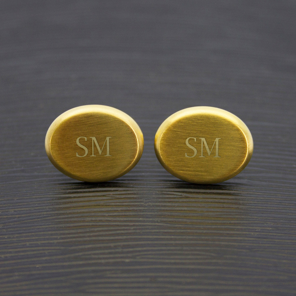 Treat Gifts Men's Gold Personalised Plated Oval Cufflinks