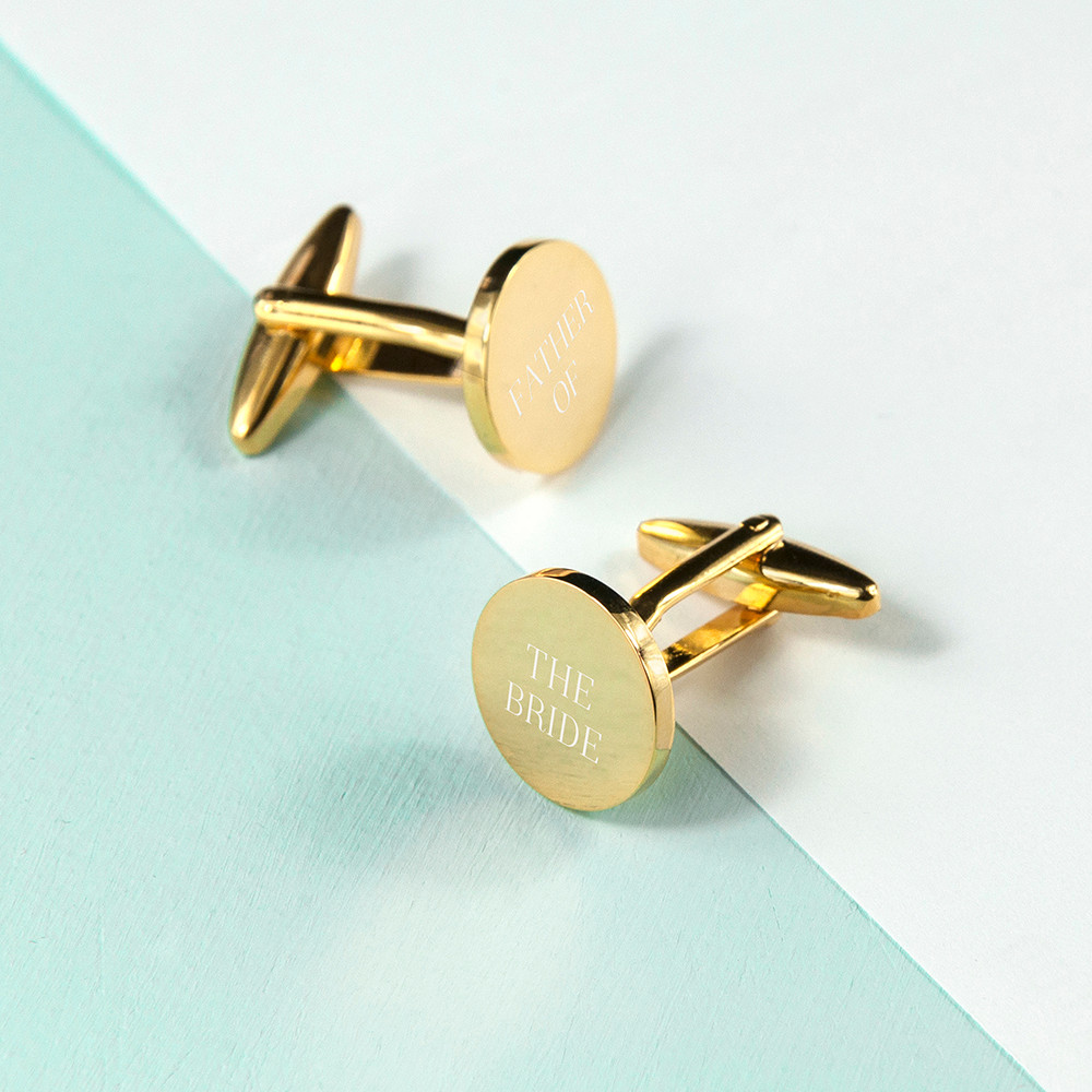 Treat Gifts Gold Personalised Plated Round Cufflinks